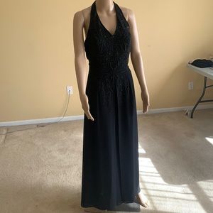 Beautiful black gown with raised embroidery